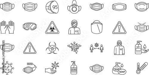 Protective measures against virus and germs icons