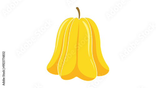 Simple illustration of a yellow bell-shaped flower or fruit, possibly a rose apple or wax apple, isolated on a white background.