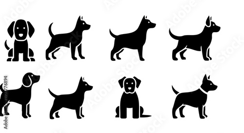 set of dogs silhouettes