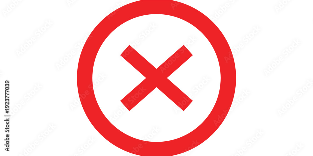 Obraz premium Red x icon. Bold red cross symbol on white background. Medical and emergency icon vector flat illustration design.