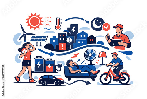 Renewables and adaptation. Energy storage batteries supporting cities during heatwaves and