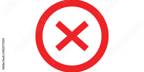 Red x icon. Bold red cross symbol on white background. Medical and emergency icon vector flat illustration design.