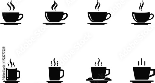 Wallpaper Mural coffee cup icon set silhouette on white background Torontodigital.ca