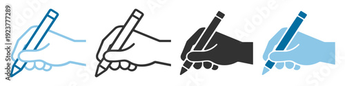 Hand signing document icon set, outline and solid pen signature agreement symbols isolated on transparent background