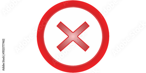 Red x icon. Bold red cross symbol on white background. Medical and emergency icon vector flat illustration design.
