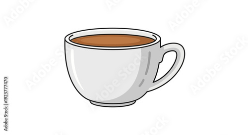 A Simple Cartoon Illustration of a Coffee Cup with a Delicious Brew inside it