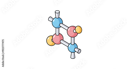 A stylized and colorful representation of a molecular structure on a white background