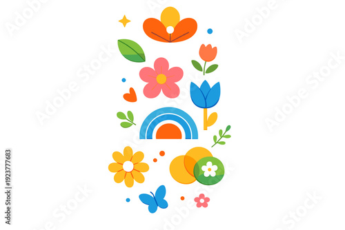 Spring mobile wallpaper abstract floral shapes floating gently in a vertical layout, symbolizing renewal, creativity, and modern spring aesthetics. Minimalist