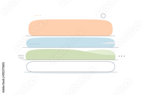 Abstract pastel horizon balance. Horizontal blocks of color gently aligned to suggest land, sea, and sky without literal depiction. Modern, serene composition