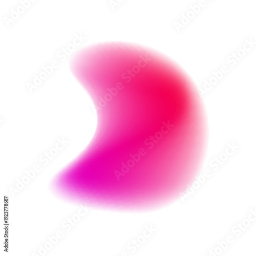 Pink liquid gradient circle floats with neon, translucent blot textures, scattered blob drops. Rounded form emphasizes soft contours. Purple glow spreads across surface. Vector png banner. 