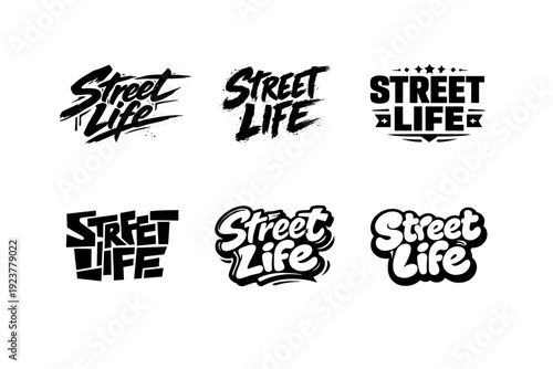 Urban street vibe. Set lettering. harmonious lettering variations of the same emblematic concept, each with different artistic interpretation