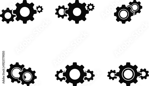 setting gears icon silhouette on white background
