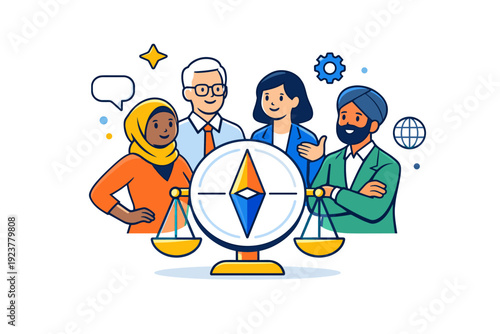 Inclusive Leadership Unity. Diversity in leadership celebrating inclusive decision making shaped by people with different backgrounds and perspectives. A