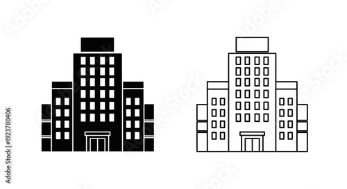 Labor day modern skyscraper building icon set Vector