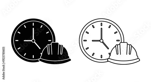 Labor day construction safety clocks with helmets Vector