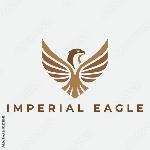 Imperial Eagle Logo Vector Illustration, Elegant Brown Geometric Bird Of Prey Mascot Design Template For Corporate Business Brand Identity Graphic