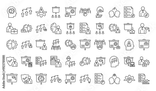 Competence Icon Pack Outline Vector Style for Business with Multiple Thickness Variations Professional Minimalist Icons for Branding Presentation Marketing Website and Mobile Design