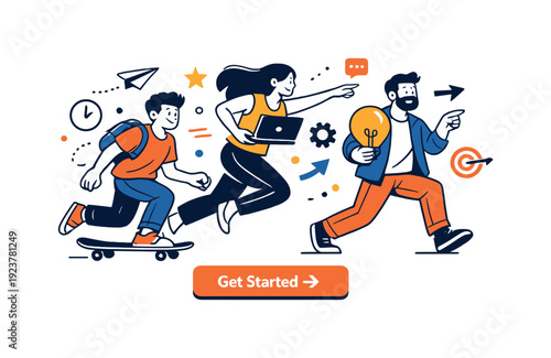 Minimal CTA design. Simple button framed by white space, arrow icon nudging forward movement