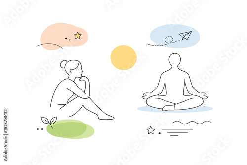 Minimalism ? abstract calm. Soft abstract shapes with restrained color accents floating gently, creating a peaceful and contemporary visual mood. The