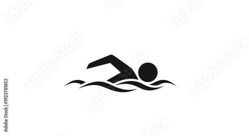 A swimmer in motion depicted as a striking black silhouette
