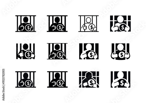 Criminals holding money behind bars, representing financial crime and incarceration