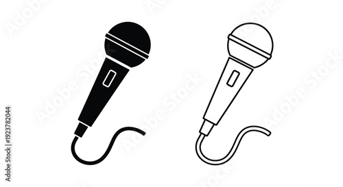 Two microphone icons one filled and one outlined as a silhouette