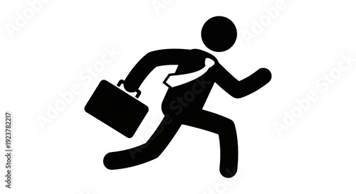 Running Businessman Silhouette With Briefcase And Glitch Effect