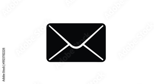 Simple black envelope icon with an open flap silhouette