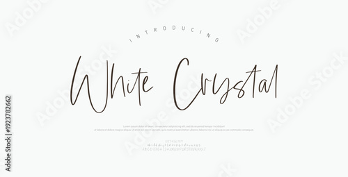 Whitte Crystal, Script Minimal luxury font alphabet logo. Typography beauty fashion elegant minimalist serif italic fonts decorative wedding vintage retro logos. vector illustration
