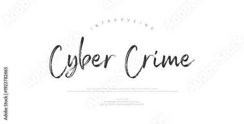 Cyber Crime, Script premium luxury elegant alphabet letters and numbers. Elegant wedding typography classic serif font decorative vintage retro. Creative vector illustration
