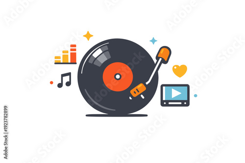 Timeless Vinyl Vibes. Vinyl record representing timeless music culture and the tactile pleasure of analog sound in a digital age. A nostalgic yet modern visual