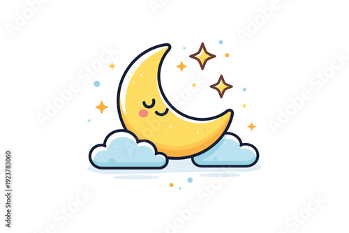 Bright Moon expressing quiet optimism through a clean night scene where the moon shines confidently, supported by subtle stars that add warmth and visual