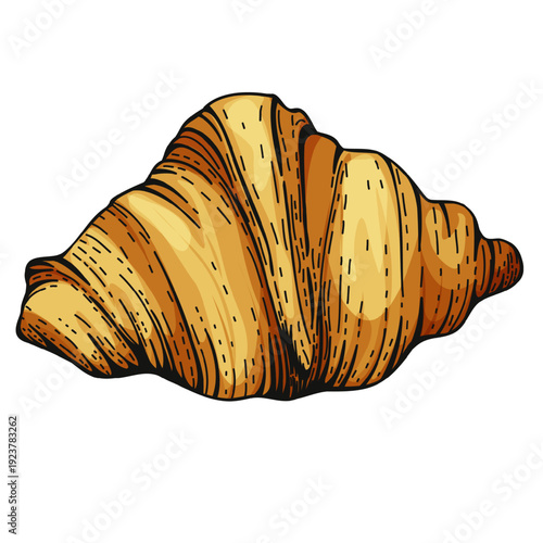 Freshly baked Croissant Bread. French Pastry Art isolated on Background. puff pastry For bakery grocery branding menu recipe books pastries product packaging, bakery labels, web design, banners, and a