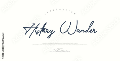 History Wonder, Classy elegant font, vintage type or luxury premium typeface, vector English royal alphabet. Classic typography in modern or old art deco style, serif letters for modern