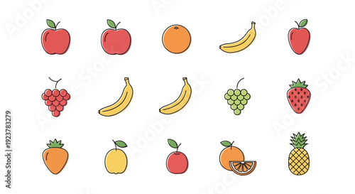 A collection of colorful illustrated fruits showcasing a variety of healthy options