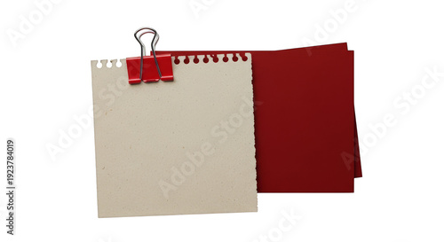 Blank Torn Paper With Red Binder Clip Red Sheets On Black