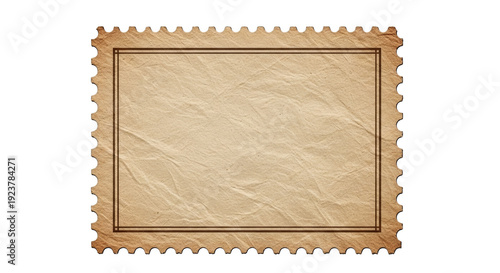 Blank Vintage Postage Stamp With Crumpled Paper Texture