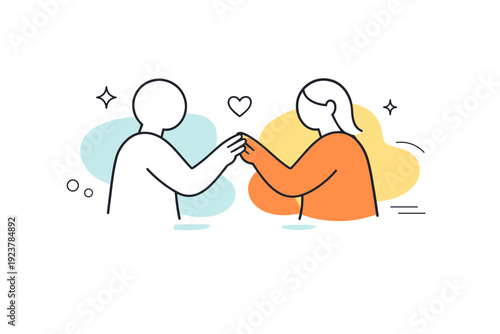 Human touch abstract forms. Organic blobs and lines softly meeting and separating, representing human presence, emotion, and interaction. Friendly modern