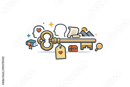 Old key symbolizing access to memories, secrets, and stories from the past. A nostalgic visual metaphor of history, mystery, and hidden value