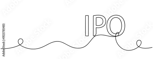 Ipo text with continuous line design on minimalist white background. No editable stroke