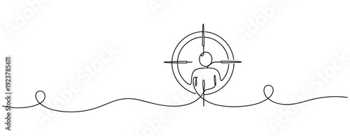 Minimalist line art of a person being targeted with crosshairs. No editable stroke