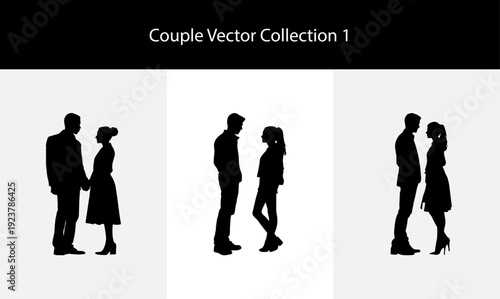 Couple Vector Collection Featuring Romantic Man And Woman Silhouettes Standing Face To Face For Wedding Invitations Relationship Branding Professional Dating Identity Elements And Lovers Social Media