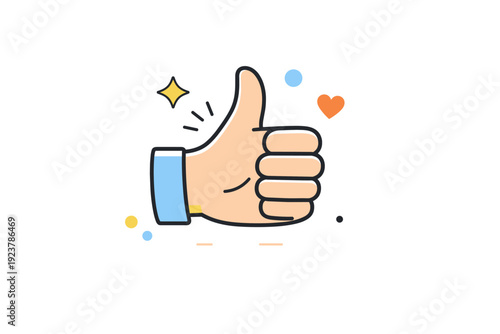 Hands and gestures. A hand making a simple thumbs-up or approval sign. Positive feedback, reassurance, and friendly support expressed clearly. Minimalist flat