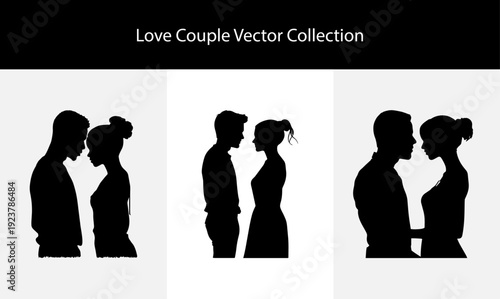 Couple Vector Collection Featuring Romantic Man And Woman Silhouettes Standing Face To Face For Wedding Invitations Relationship Branding Professional Dating Identity Elements And Lovers Social Media