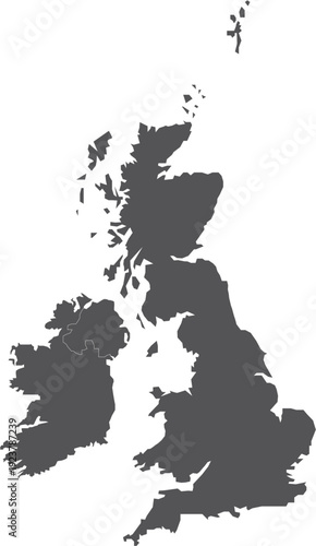 Detailed United kingdom map hgih quality vector