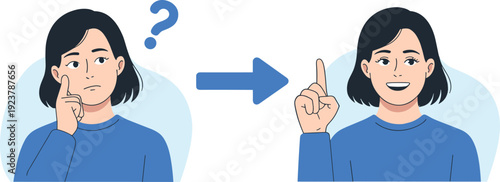 woman thinking to idea, problem solving woman, creative thinking concept, inspiration moment, smart 