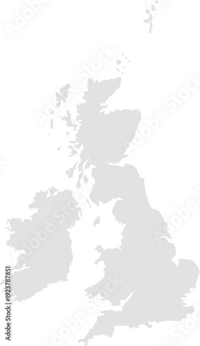 Grey color UK map on white background