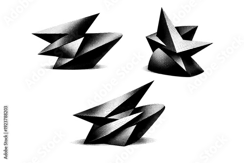 Modern graphic object asymmetrical design object, a contemporary abstract form with intentional imbalance and sharp directional geometry