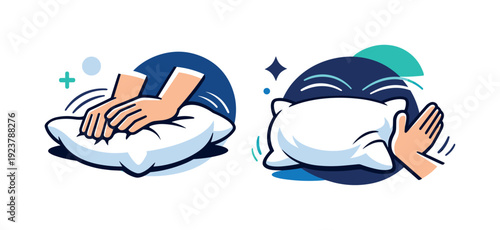 Perfect softness. Hands pressing a pillow and letting it bounce back, motion arcs