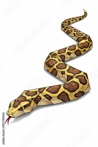 Vector Illustration of Cartoon Type Burmese Python Origami Craft